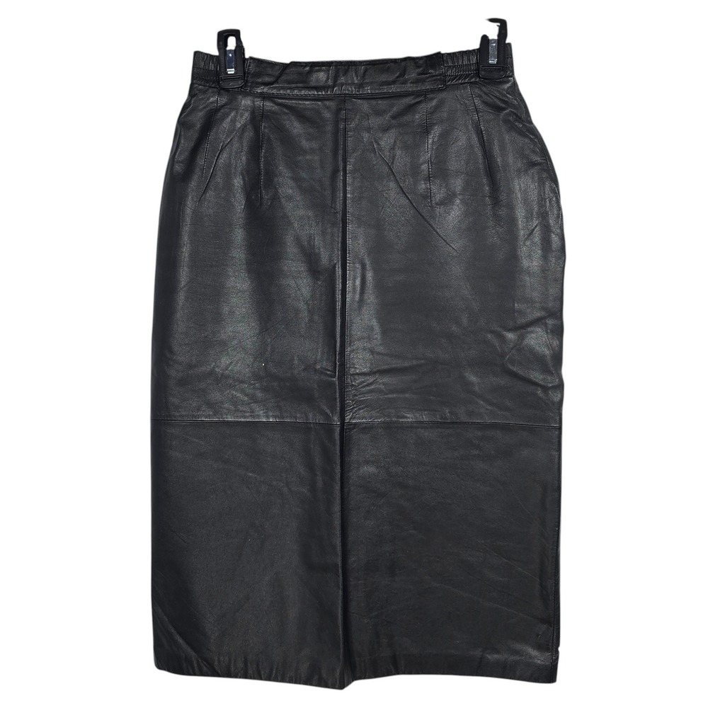 Diversity Vintage Black Genuine Leather‎ Pencil Skirt High Waist Midi Woman 6